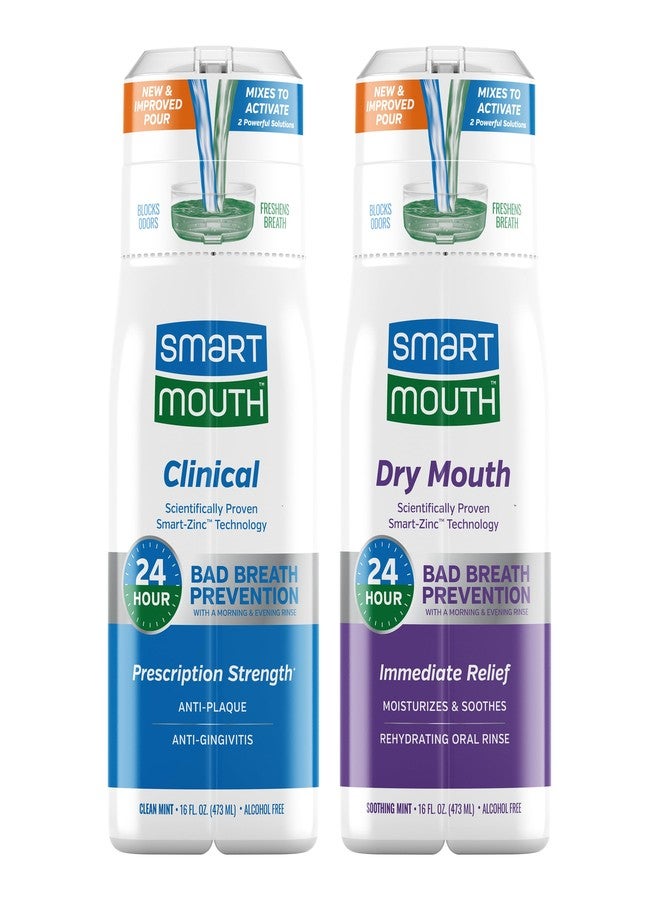 SmartMouth Dry Mouth & Clinical Activated Mouthwash - Dry Mouth Relief & Gum Protection - Bad Breath Prevention Mouthwash, 16 fl oz Each - Image 1
